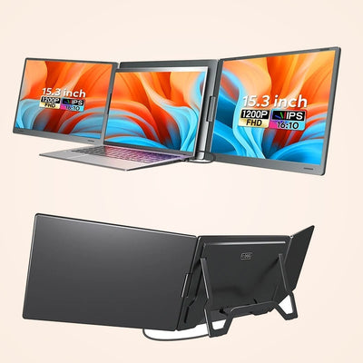 A ATAB S1000 vedere frontală și spate, cu suport rabatabil, ecrane 15.3" IPS 16:10