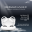 Căști wireless cu traducere AI în 144 de limbi, carcasă LED, Alb