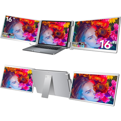 Monitor dual extensibil laptop 2x16 inch, ecrane rotative 360°