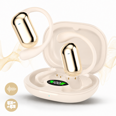 Căști open-ear cu traducere AI în 144 de limbi, display LED, Kaki