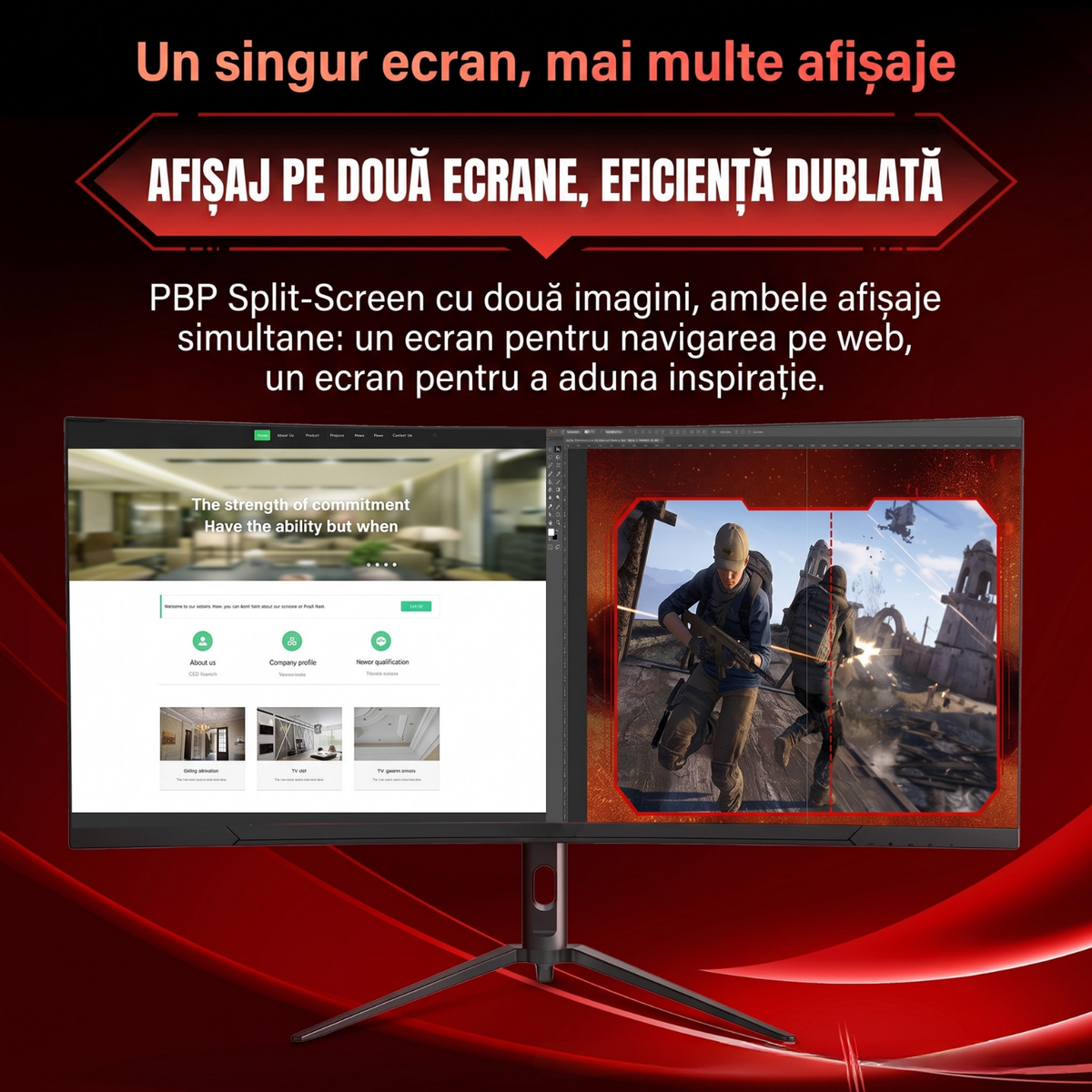 Monitor gaming curbat ultrawide 34 inch UWQHD, 165 Hz