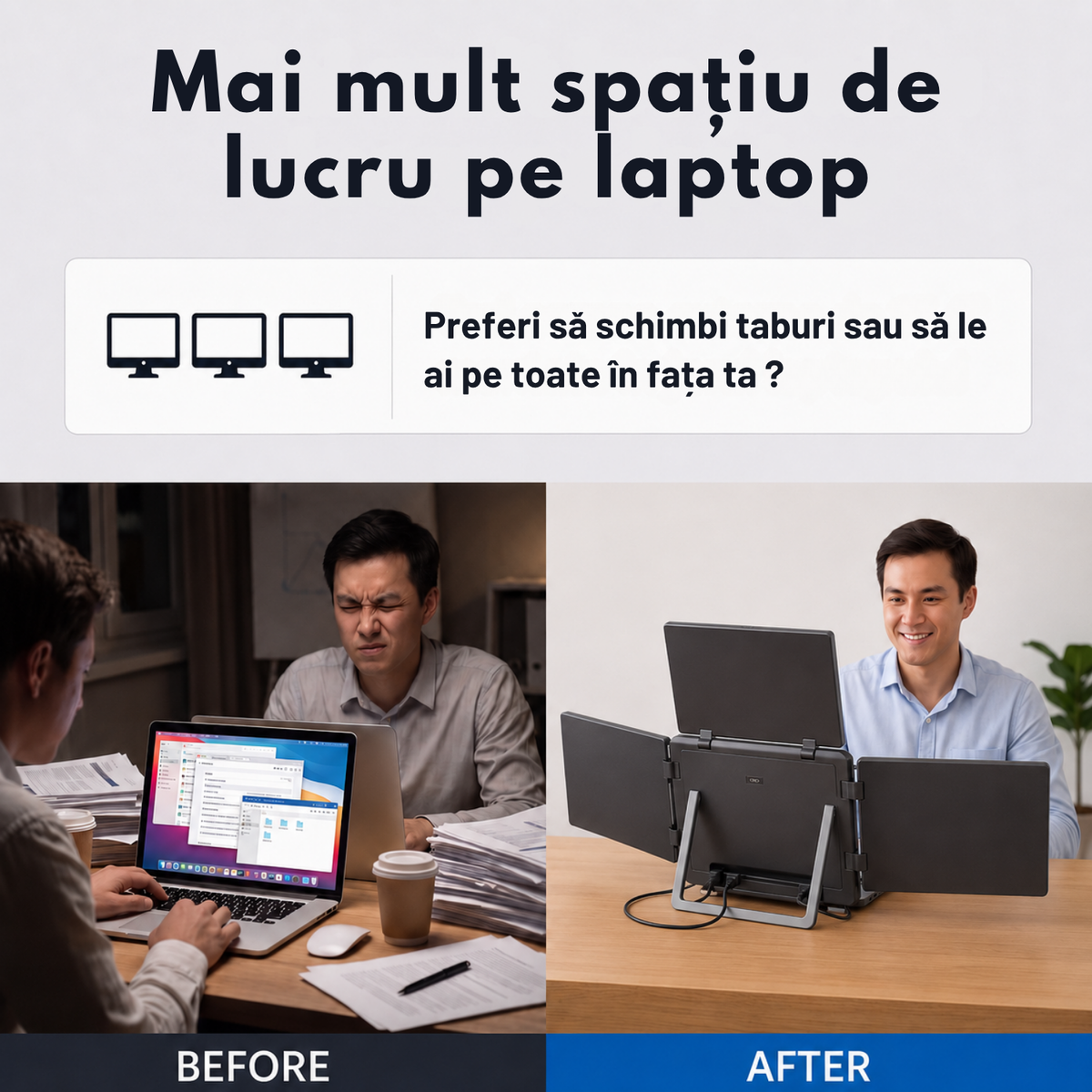 Extensie 3 ecrane laptop 3x15,6 inch, Full HD