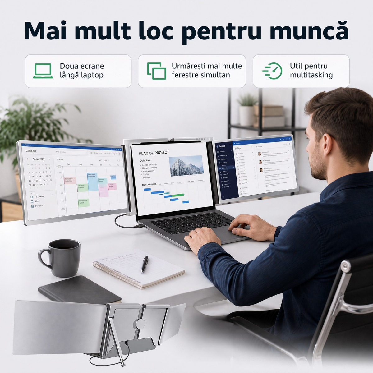 Extensie 2 ecrane laptop 2x15,6 inch, Full HD