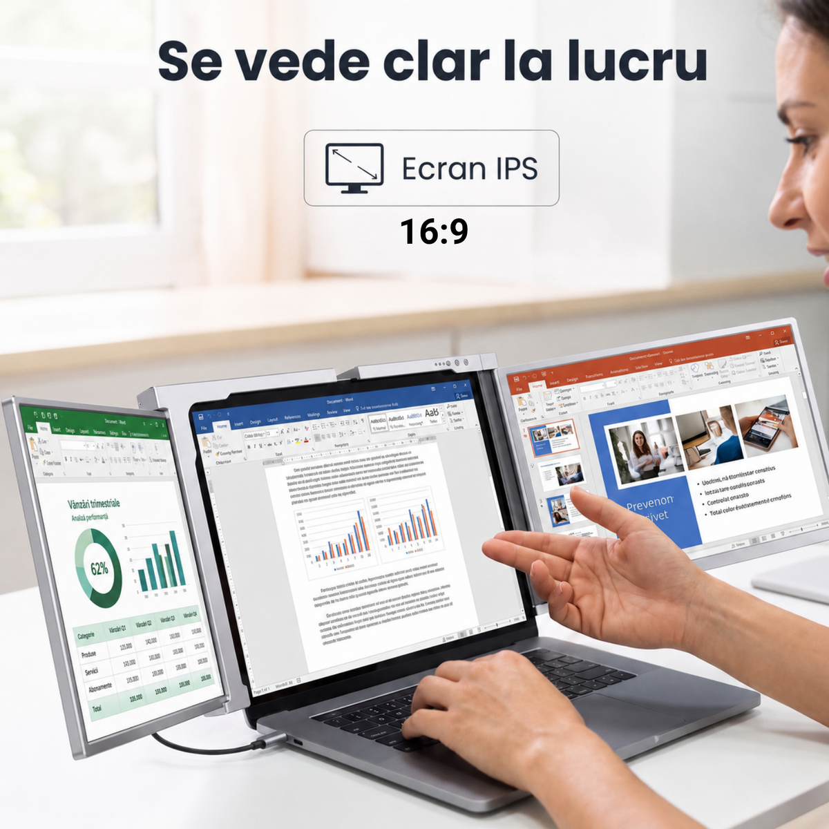 Extensie 2 ecrane laptop 2x15,6 inch, Full HD