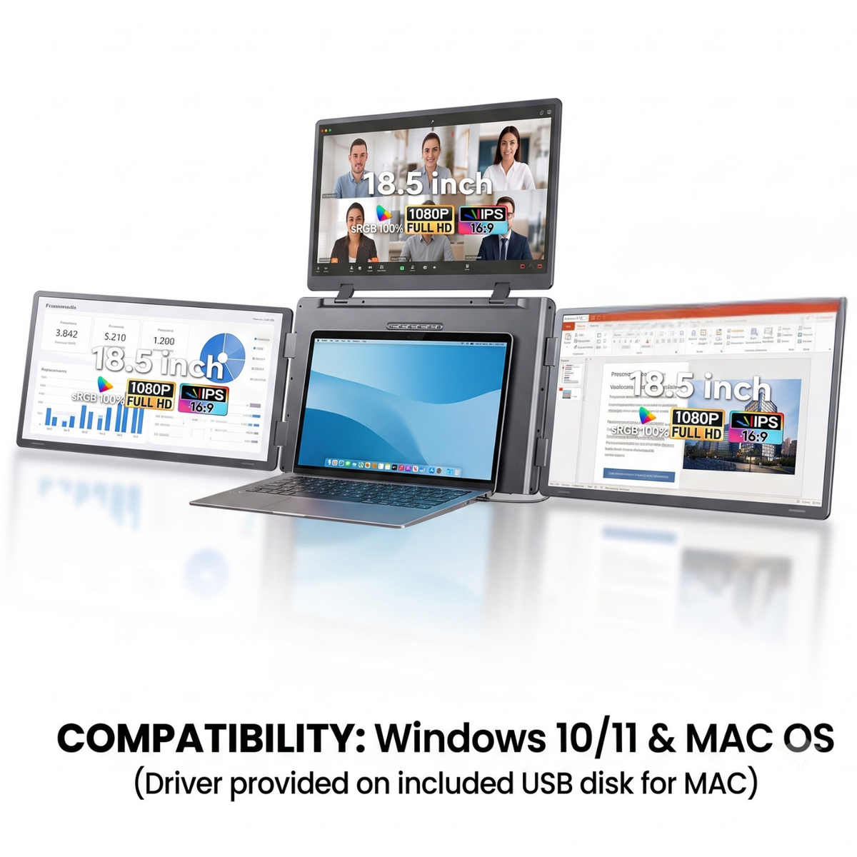Extensie 3 ecrane laptop 3x18,5 inch, Full HD