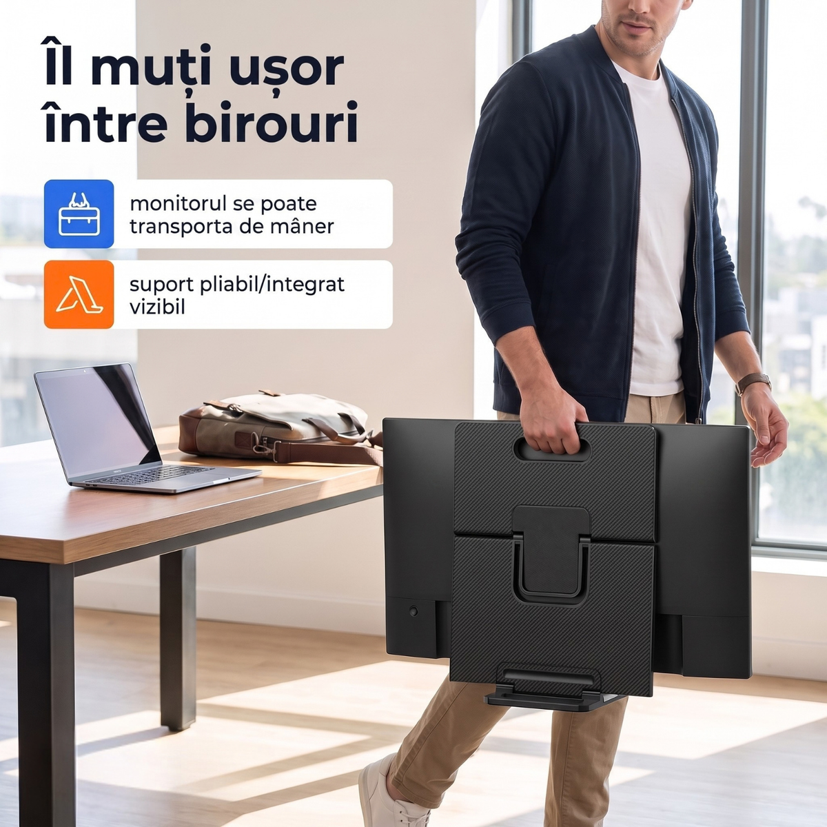 Monitor portabil 23,8 inch Full HD, 100 Hz, boxe integrate