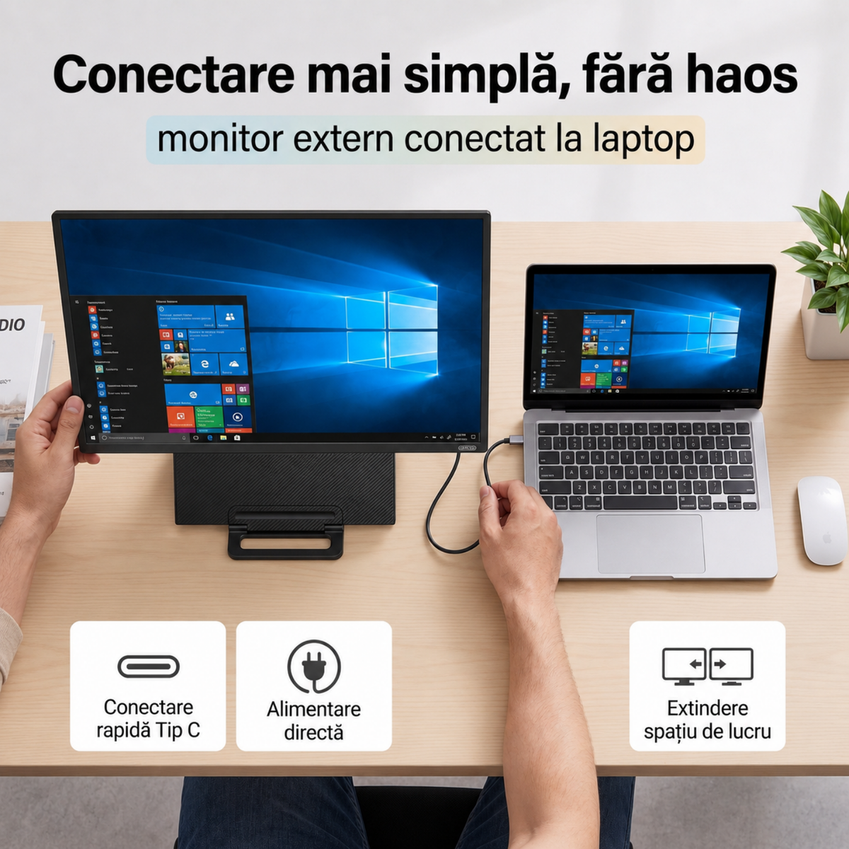 Monitor portabil 23,8 inch Full HD, 100 Hz, boxe integrate