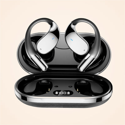 Căști open-ear cu traducere AI în 144 de limbi, Bluetooth 5.4, Negru