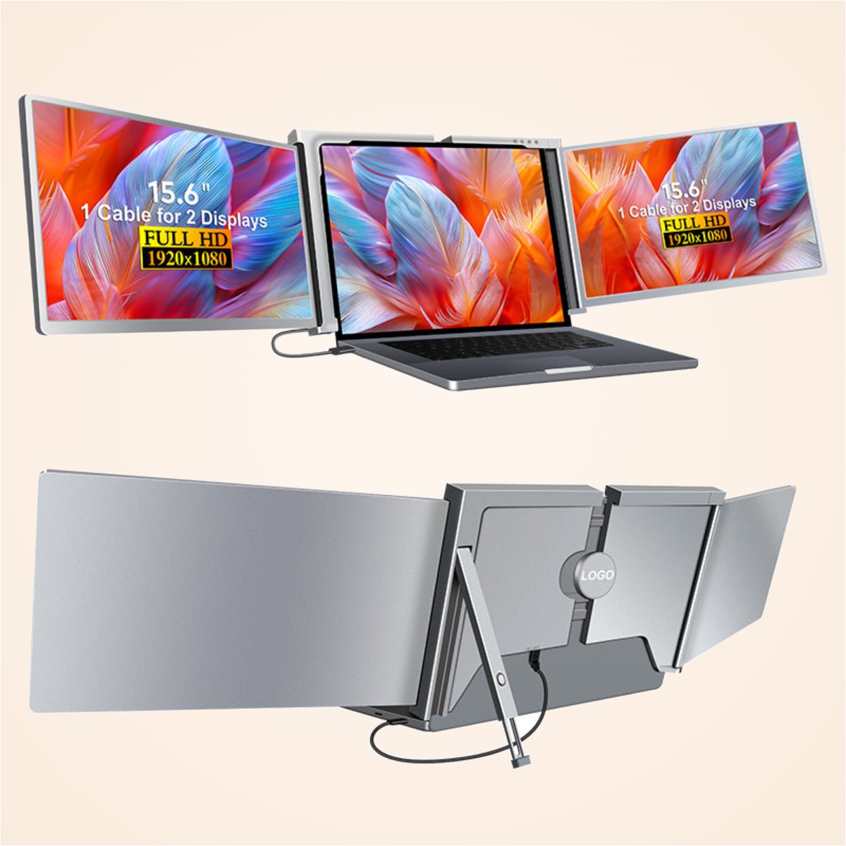 Extensie 2 ecrane laptop 2x15,6 inch, Full HD