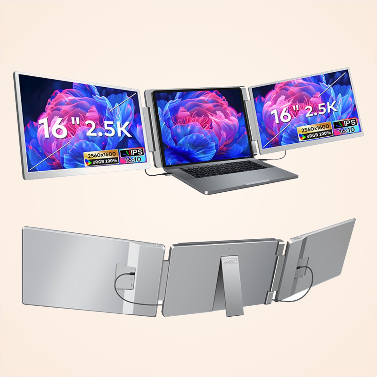 Extensie 2 ecrane laptop 2x16 inch, 2.5K