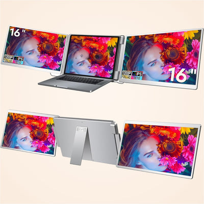Monitor dual extensibil laptop 2x16 inch, ecrane rotative 360°
