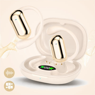 Căști open-ear cu traducere AI în 144 de limbi, display LED, Kaki