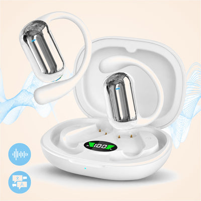 Căști open-ear cu traducere AI în 144 de limbi, display LED, Alb